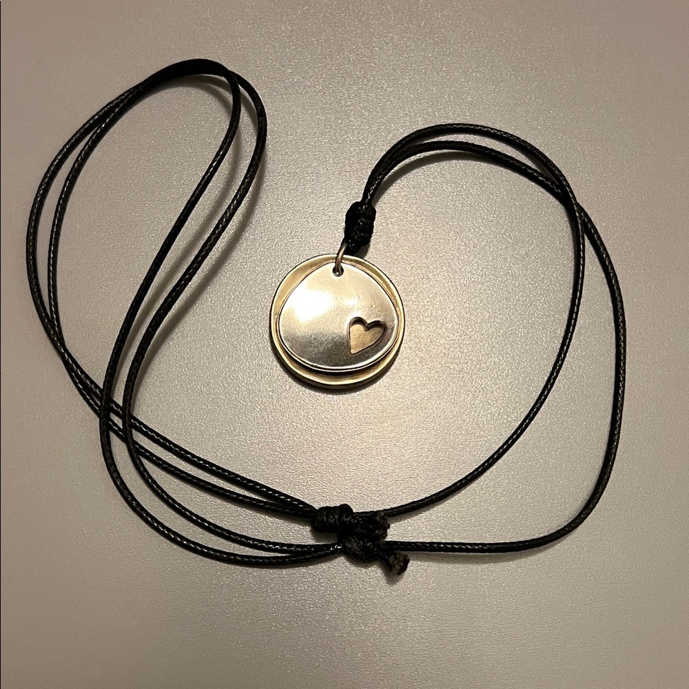 Gold and Silver Heart Pendant Necklace